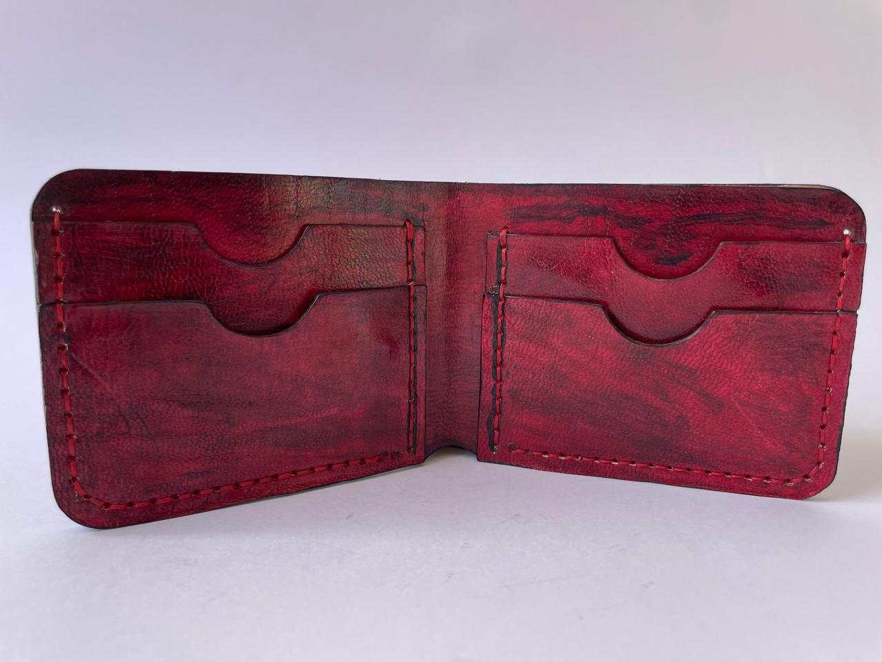 Red Bifold Leather Wallet