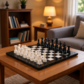 12 Inch – Black & White Classic Chess Board with Chess Pieces