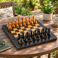 15 Inch - Luxury Black & Gold Marble Chess Set