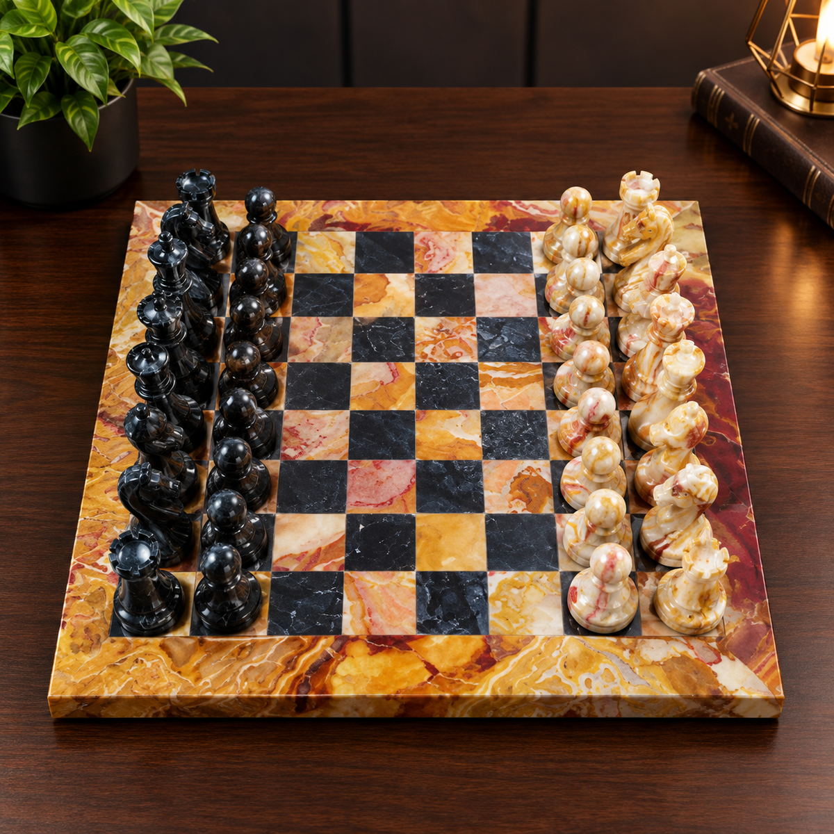 12 Inch - Luxury Marble Chess Set with Premium Chess Pieces & Storage Case