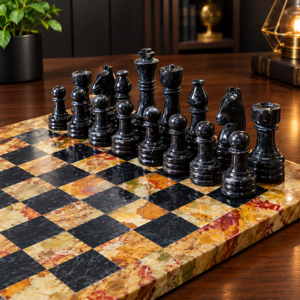 12 Inch - Luxury Marble Chess Set with Premium Chess Pieces & Storage Case