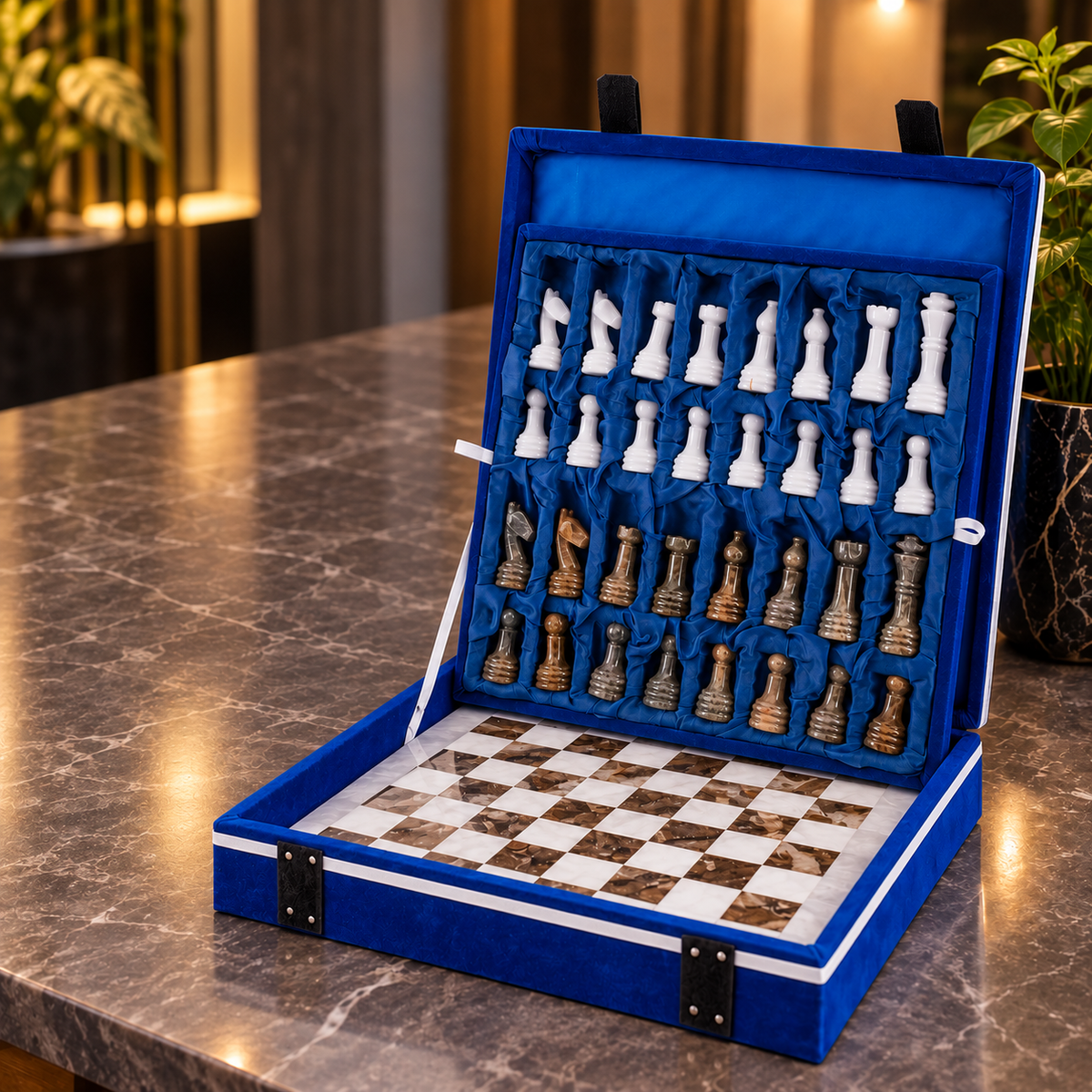 12 Inch – Premium Chess Board with Elegant Marble Pieces