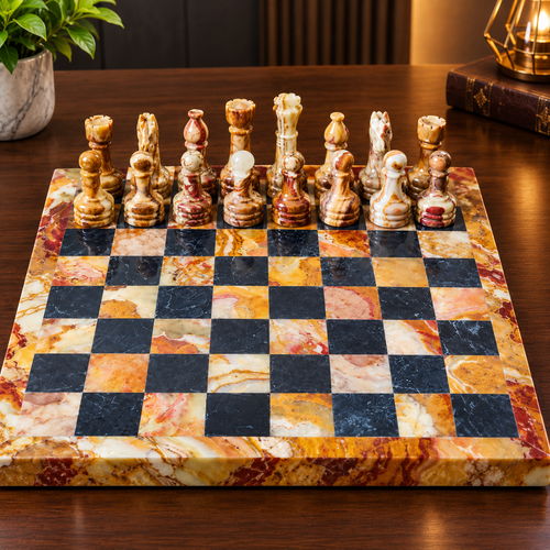 12 Inch - Luxury Marble Chess Set with Premium Chess Pieces & Storage Case