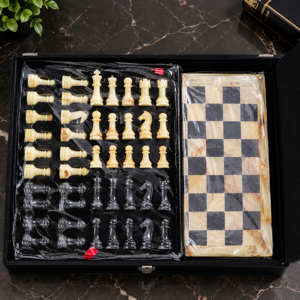 12 Inch - Luxury Marble Chess Set with Premium Chess Pieces & Storage Case