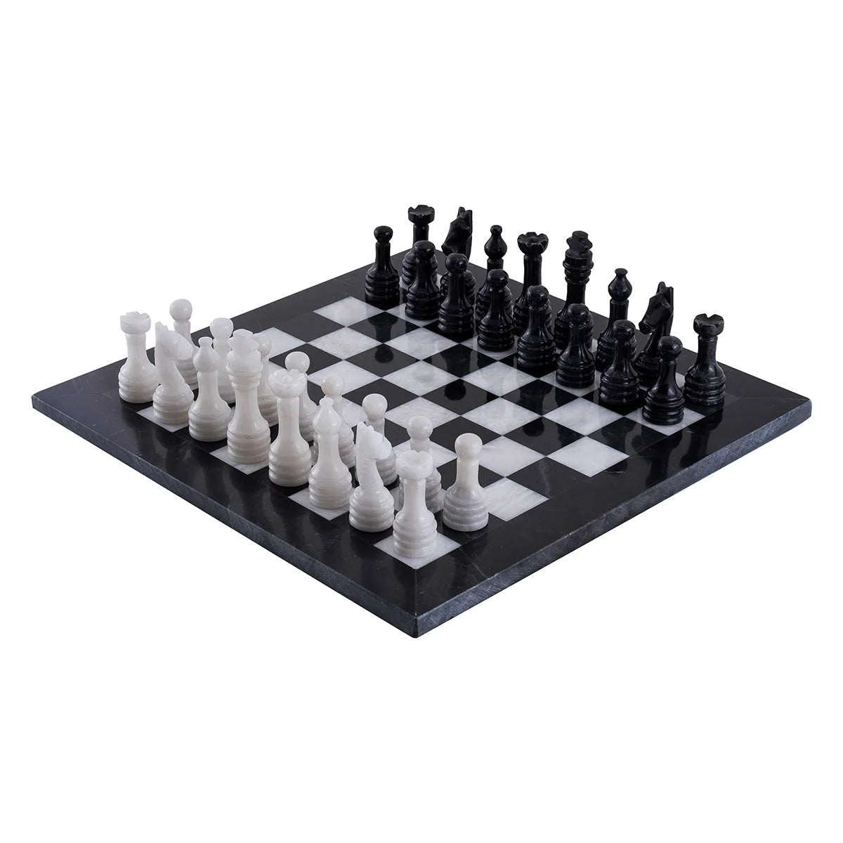 12 Inch – Black & White Classic Chess Board with Chess Pieces