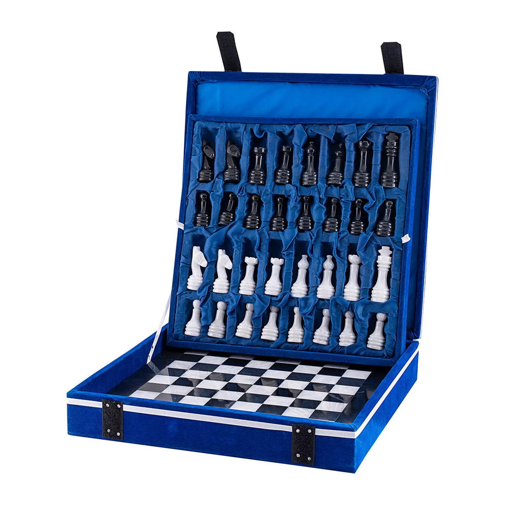 12 Inch – Black & White Classic Chess Board with Chess Pieces
