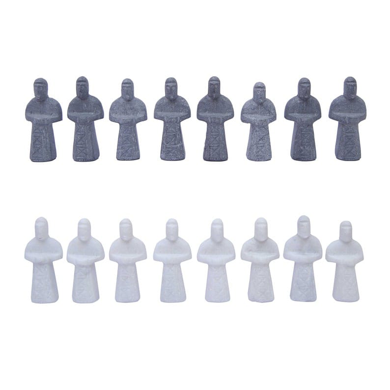 20 Inch – White & Grey Natural Stone Chess Board & Pieces