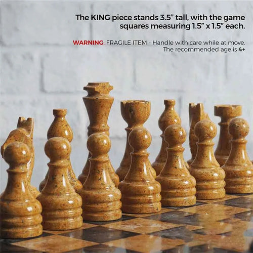 12 Inch - Luxury Black & Gold Marble Chess Set